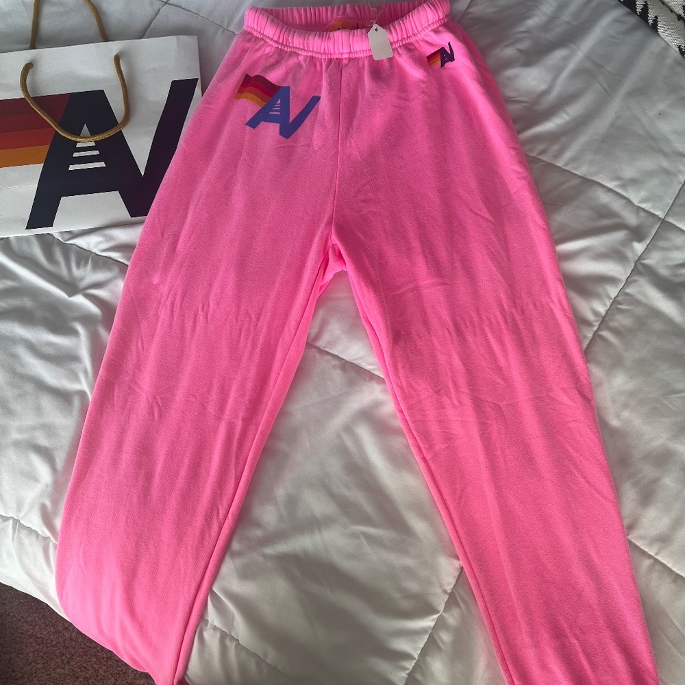 NWT!! AVIATOR NATION S Neon pink sweatpants